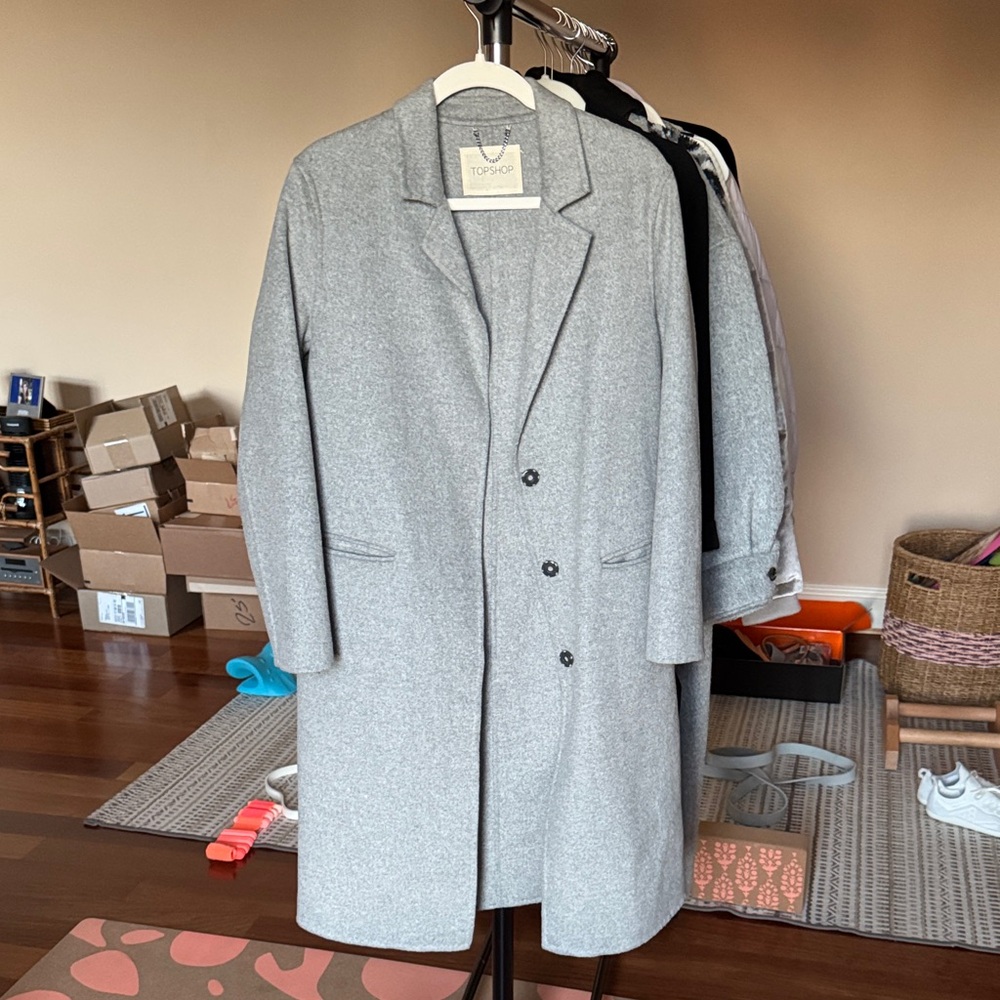Topshop Light Gray Buttoned Coat